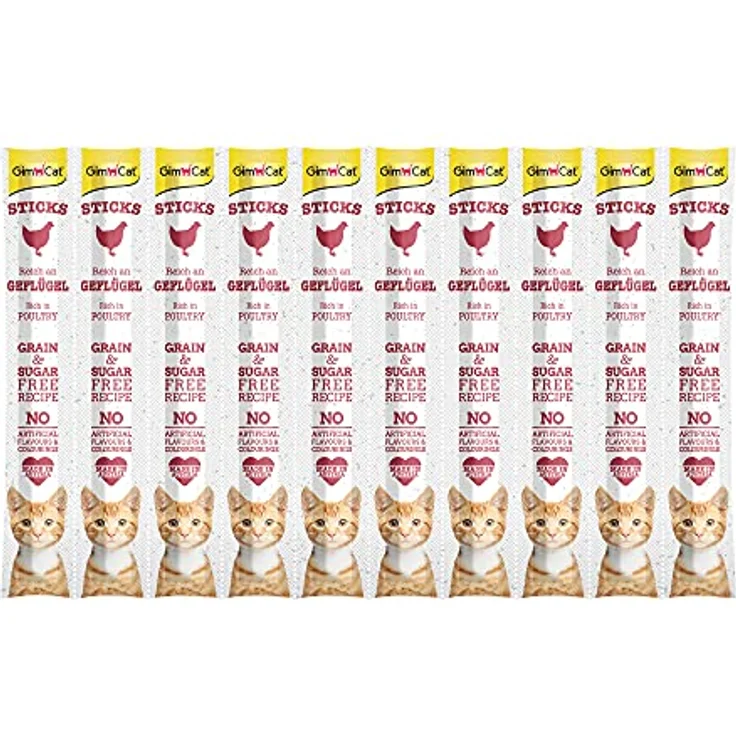 GimCat Sticks Geflügel, Katzensnack, 10 Stk. 50g, ideal für eine Portionierung – Bild 1