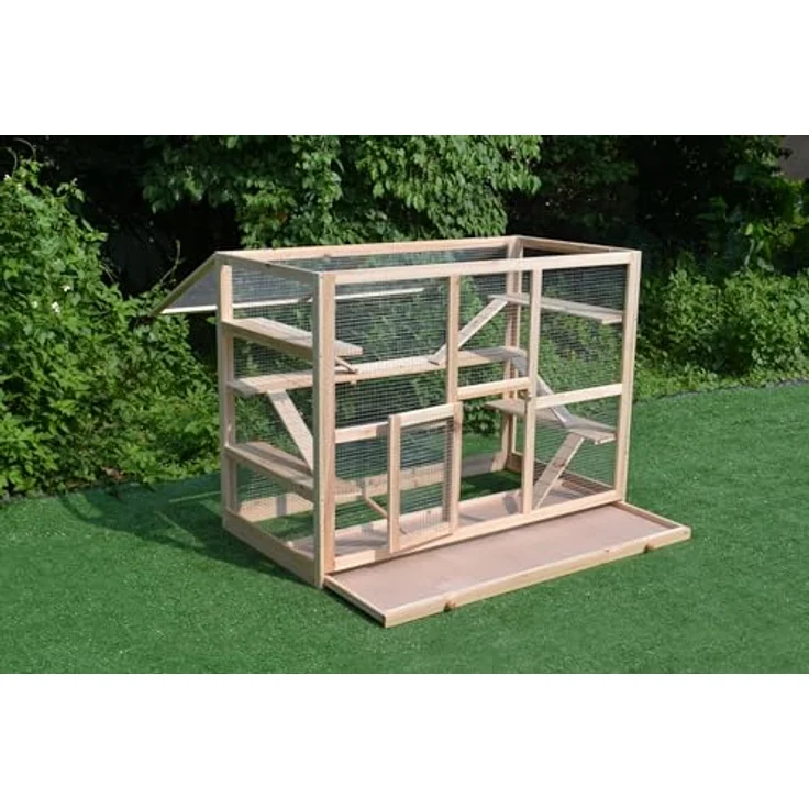 Mucola Freilaufgehege 120x60x90cm, robuster Holz Kaninchenstall, aufklappbar, ideal für Kleintiere – Bild 2