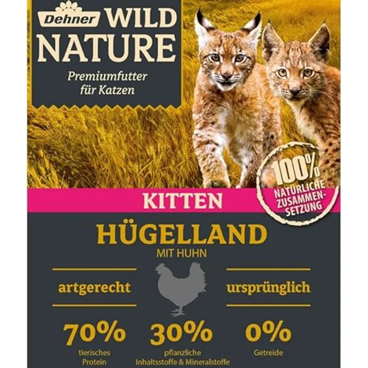 Dehner Wild Nature Katzenfutter Kitten Hügelland, getreidefreies Trockenfutter mit Huhn, für junge Katzen, 1.5 kg – Bild 2
