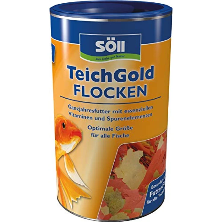 Söll TEICH-GOLD Futter-Flocken, 100 g - Vitalisierendes Ganzjahresfutter für Teichfische zur Stärkung der Abwehrkräfte – Bild 1