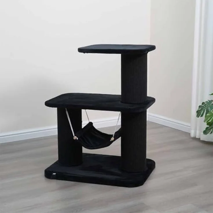EBI Kratzbaum Houston, 96 cm hoch mit Hängematte und Sisal-Teppich, schwarz – Bild 2