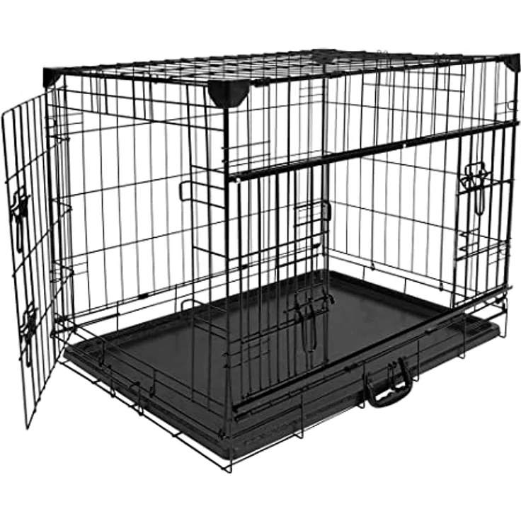 duvoplus, Käfig Eisen Ninja Edition mit Schiebetür, 56 x 33 x 41 cm, Schwarz, Transport, Schwarz, Hund