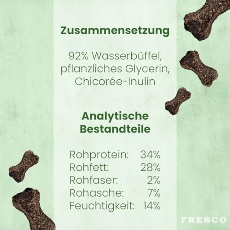 Fresco Dog Trainingsknöchelchen Wasserbüffel, 1 kg, getreidefrei & zuckerfrei, 92% Frischfleisch, geruchsarm, fettarm, ideal fürs Hundetraining – Bild 4