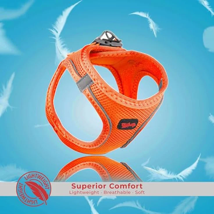 Tailpetz Air-Mesh Brustgeschirr für kleine und mittelgroße Katzen und Hunde – Weich, Atmungsaktiv, Strapazierfähig, Neonorange, XL (Brustumfang 66–70cm) – Bild 4