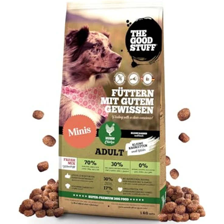 The Goodstuff Minis Adult Huhn, Hunde-Trockenfutter mit hohem Fleischanteil, 1kg – Bild 1