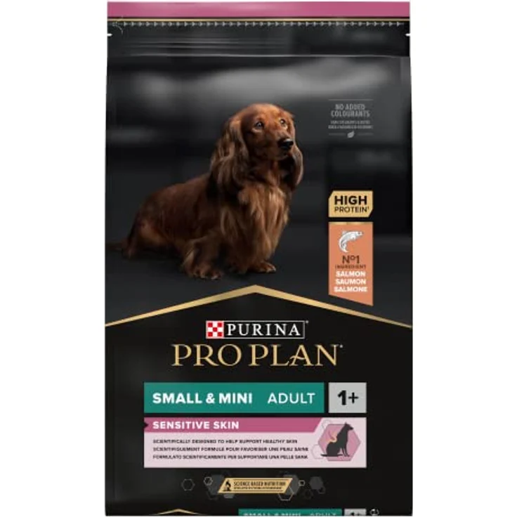 PURINA PRO PLAN Sensitive Skin, Trockenfutter für kleine Hunde mit Lachs, fördert gesunde Haut und glänzendes Fell, 7 kg Beutel – Bild 2