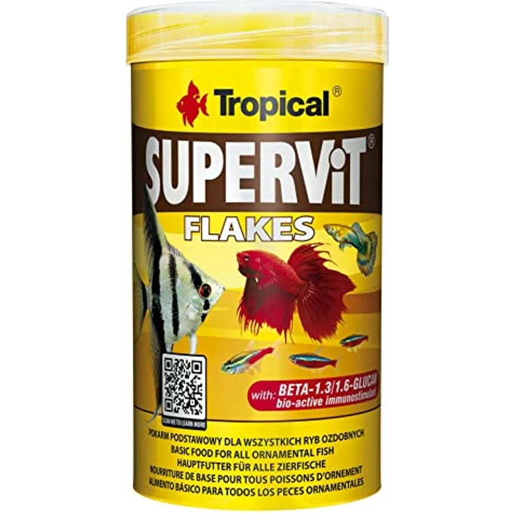 Tropical Supervit Premium Hauptfutter, Flockenfutter für Zierfische, 8-facher Flockenmix mit Vitamin C und Beta Glucan, 250 ml – Bild 1