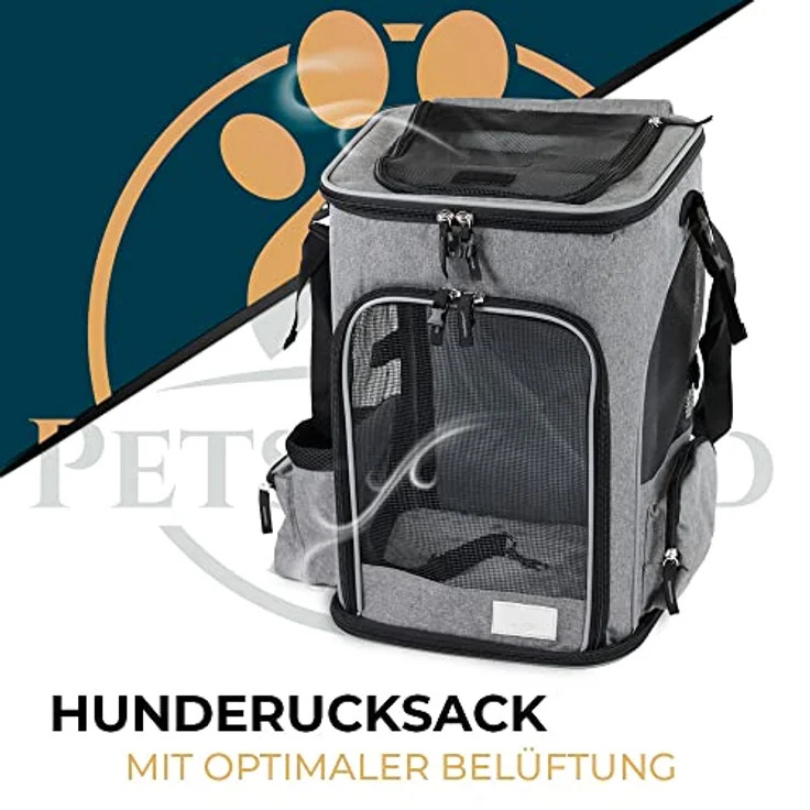 PETSWORLD EST 2021 Faltbarer Hunde-Transportbox Hunderucksack bis 8,5 kg, atmungsaktiv mit Mesh, ergonomisch gepolstert, mit Seitentaschen & Zubehör – Bild 2