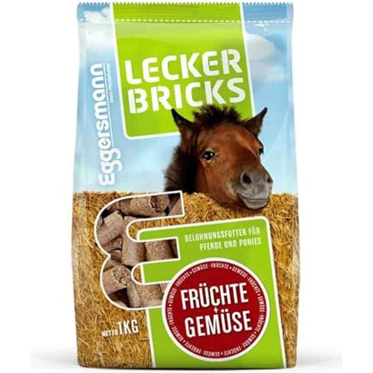 Eggersmann Mein Pferdefutter Lecker Bricks, 1kg Pferde-Leckerlis mit natürlichem Früchte-Gemüse-Geschmack, ideal als Belohnung für Pferde & Ponys, deutsches Pferde-Zubehör – Bild 1