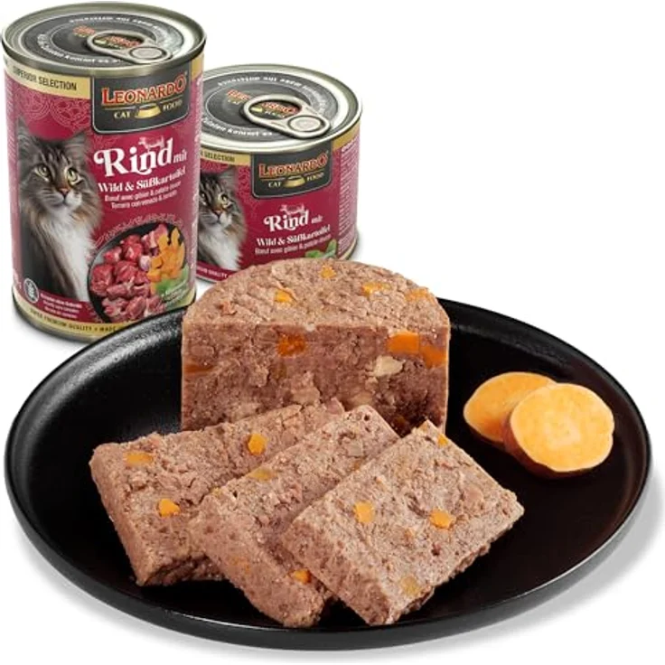 LEONARDO Katzen Nassfutter Superior Selection, Rind mit Wild & Süßkartoffel, 6x200g Dose, getreidefrei, ohne Zucker, Made in Germany – Bild 4