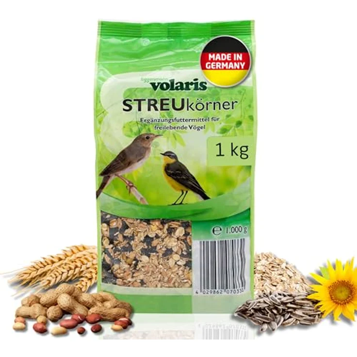 Eggersmann volaris Vogelfutter Wildvögel ganzjährig, 1 kg Streukörner mit hochwertigen Getreiden und Nüssen, ideal für alle Gartenvögel – Bild 1