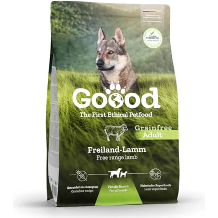 Goood Adult Freilandlamm – Trockenfutter für Hunde, getreidefrei, mit hochwertigen Proteinen für Knochen und Gelenke, für alle Rassen und Größen, 10kg – Bild 1