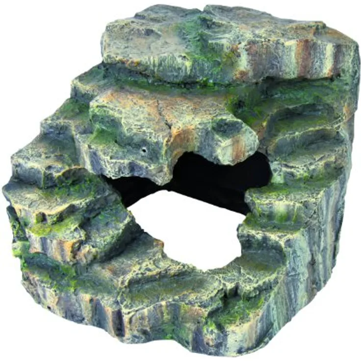 TRIXIE Eck-Fels mit Höhle und Plattform aus Polyesterharz, platzsparende Terrarien-Dekoration, Maße: 19 x 17 x 17 cm