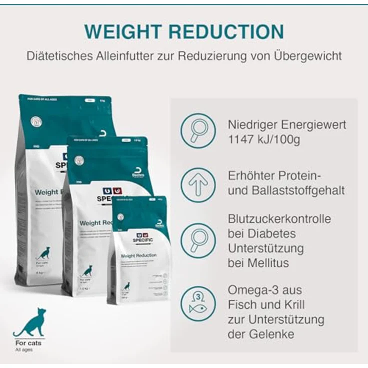 SPECIFIC® Weight Reduction (FRD) 6 kg, Diät-Trockenfutter für Katzen, proteinreich, fett- und kalorienarm, für übergewichtige Katzen und Katzen mit Diabetes, DECHRA Veterinary Products – Bild 2