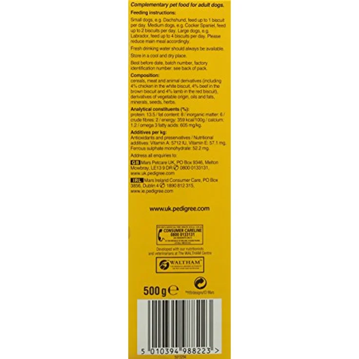 Pedigree BISCROK™ Karton Multi Mix 500g, Hunde Snack mit verschiedenen Geschmacksrichtungen – Bild 2