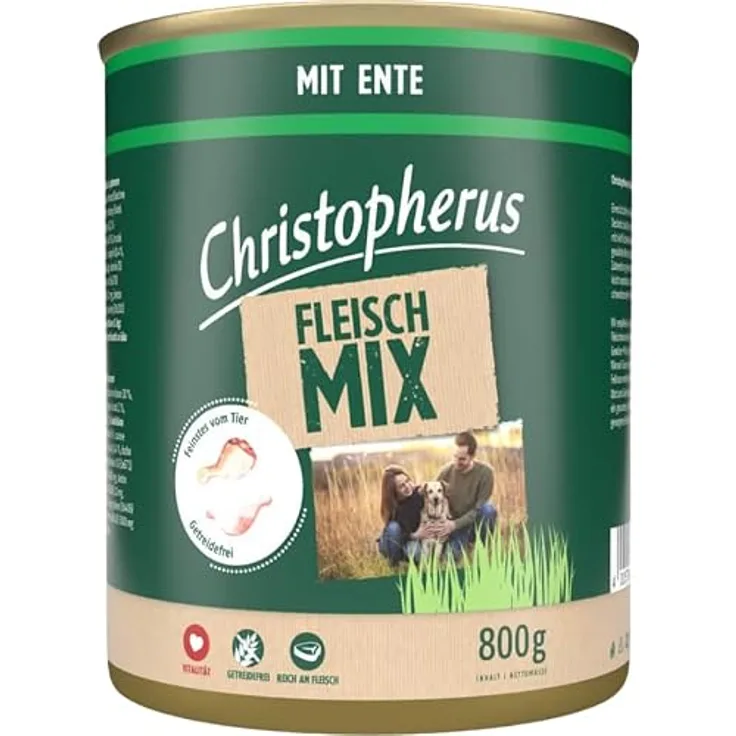 Christopherus Fleischmix Ente, Nassfutter für Hunde, 800 g