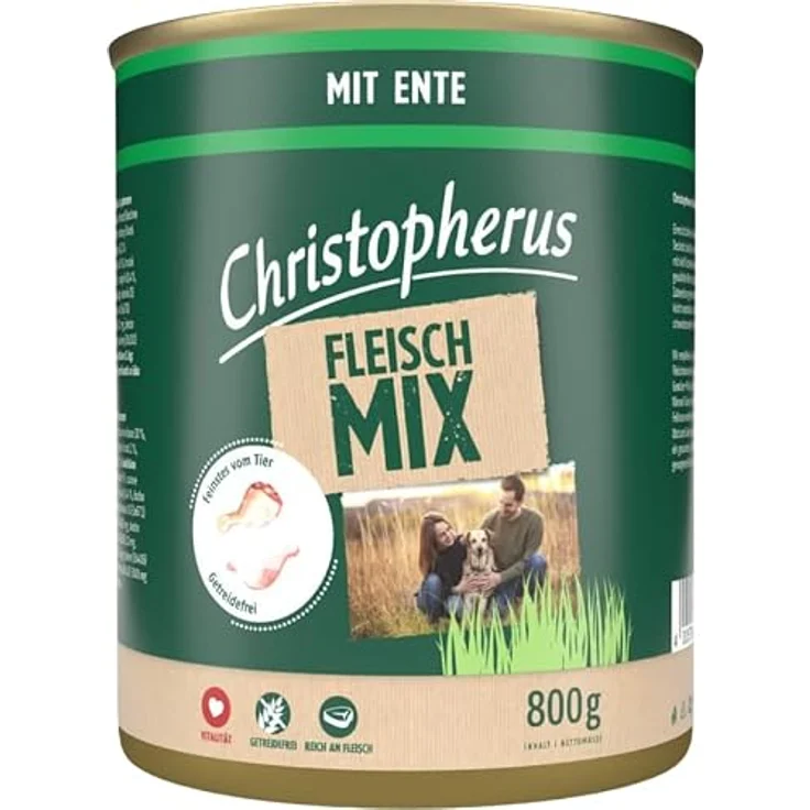 Christopherus Fleischmix Ente, Nassfutter für Hunde, 800 g