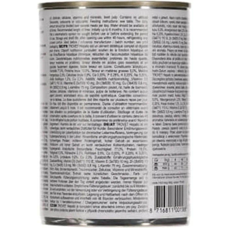 Trovet Hepatic Nassfutter, Diät-Alleinfuttermittel für Hunde zur Unterstützung der Leberfunktion, 6 x 400 g, Huhn-Reis, für leberkranke Hunde und Welpen – Bild 3