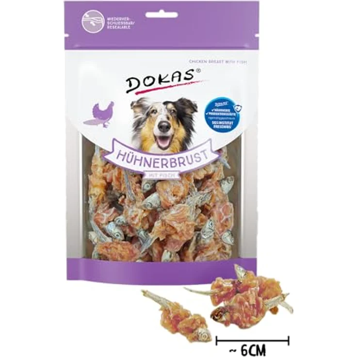 DOKAS Getreidefreier Premium Snack mit Hühnerbrust & Fisch, glutenfrei, 220 g (1er Pack) – Bild 2