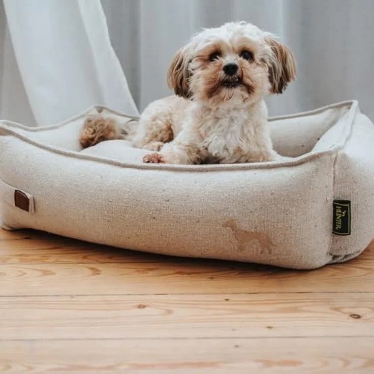 Hunter Tierbedarf Hundesofa Belluno creme, Recycling Tierbett mit rutschhemmender Unterseite und waschbarem Bezug – Bild 4
