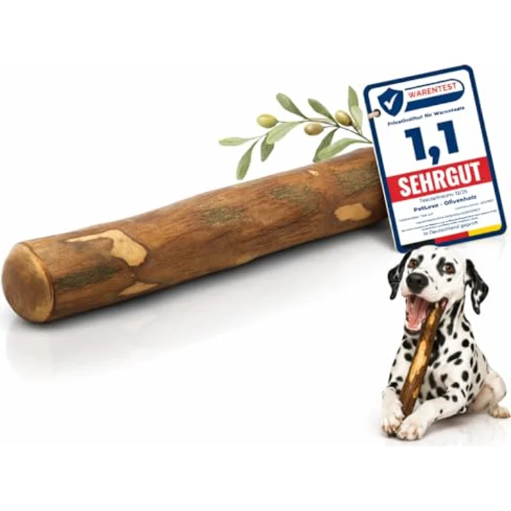 PetLove Kauholz für Hunde aus Olivenholz, Natürlicher Kauknochen für große Hunde > 20kg, Größe L (261-450 g), Nachhaltiges Hundespielzeug & Zahnpflege – Bild 1