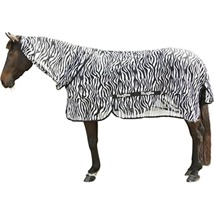 KERBL RugBe Zebra Fliegendecke, Ekzemerdecke mit Halsteil 125cm, aus engmaschigem Polyester, optimaler Insektenschutz, elastischer Bauchlatz – Bild 2