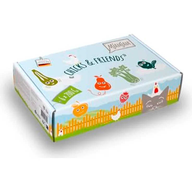 MjAMjAM Chicks und Friends Box 6x200g, Katzen-Nassfutter mit sechs verschiedenen Geschmacksrichtungen – Bild 1
