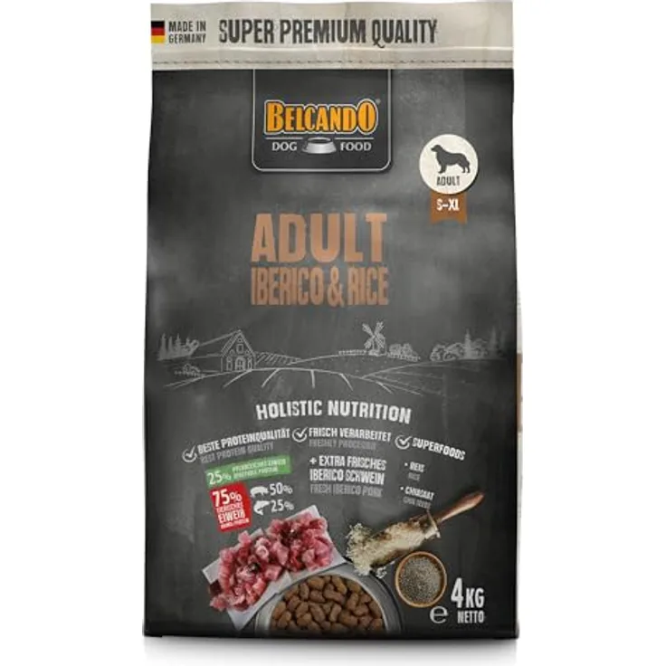 Belcando Adult Iberico und Rice, Hunde-Trockenfutter mit Iberico Schwein, 4kg