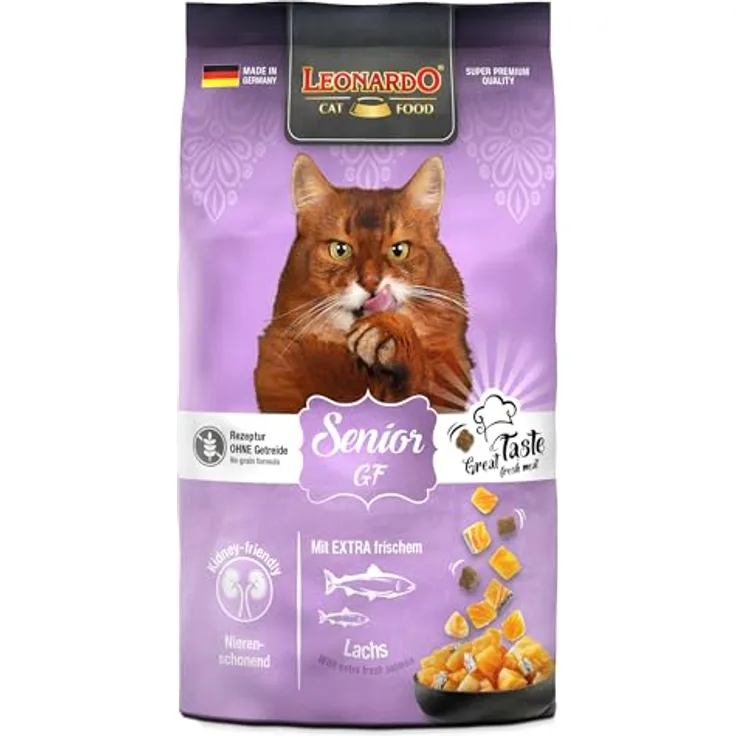 LEONARDO Senior GF Katzenfutter, 300g mit frischem Lachs, leicht verdaulich, getreidefrei, Alleinfutter, Made in Germany