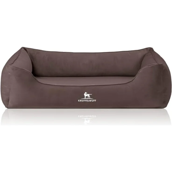 Knuffelwuff Hundebett Jona Samt Braun, orthopädisches Bett mit Memory Foam, abnehmbarer waschbarer Bezug, gelenkschonend und langlebig für kleine, mittelgroße und große Hunde – Bild 2