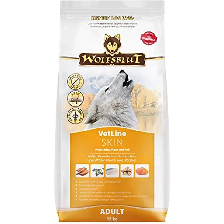 WOLFSBLUT VetLine SKIN, Hundefutter mit Weißem Meeresfisch, 12 kg - Unterstützung bei Haut- und Fellproblemen, getreidefrei – Bild 1