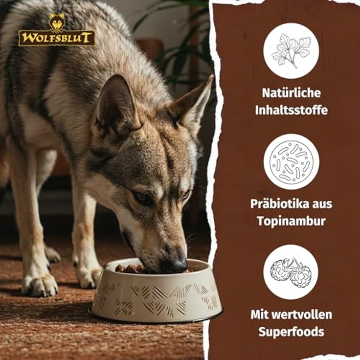 WOLFSBLUT Wide Plain Adult, Nassfutter mit Pferd und Superfood-Mix, getreidefreies Alleinfutter für ausgewachsene Hunde, 6x800g – Bild 3