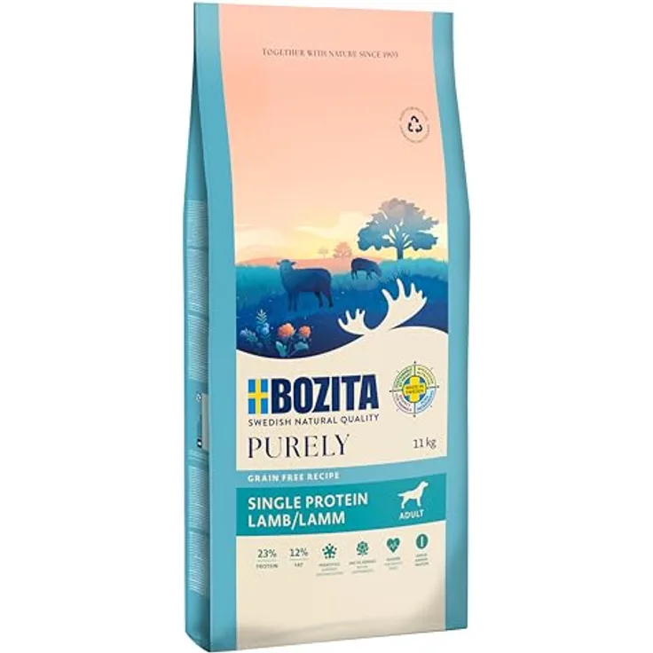 Bozita Dog Purely Adult LAMM Grain Free, Hunde-Trockenfutter mit getreidefreier Rezeptur, 11kg, für empfindliche Verdauung