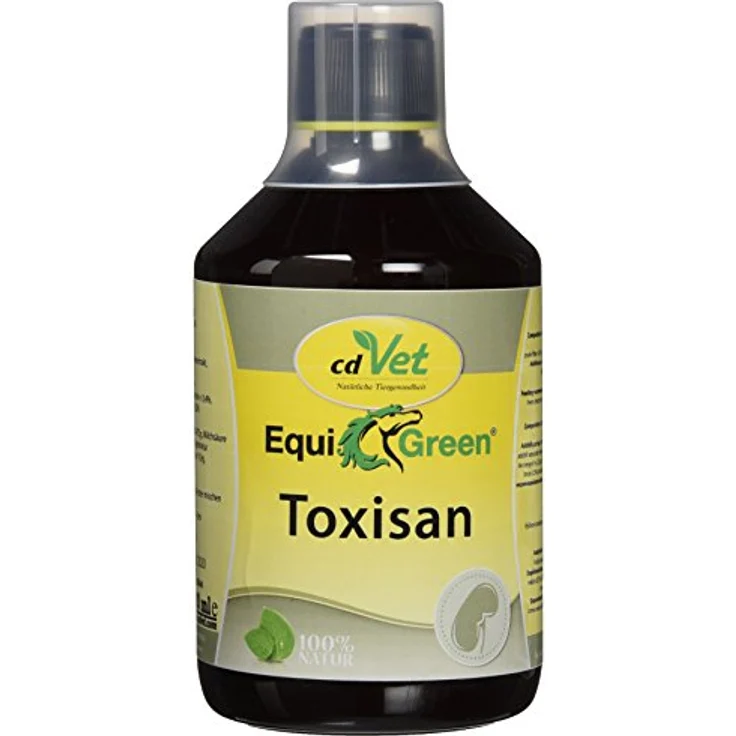 cdVet EquiGreen Toxisan 500ml, Ergänzungsfuttermittel zur Unterstützung von Leber und Nieren für stoffwechselempfindliche Pferde und Ponys, naturbelassen – Bild 1