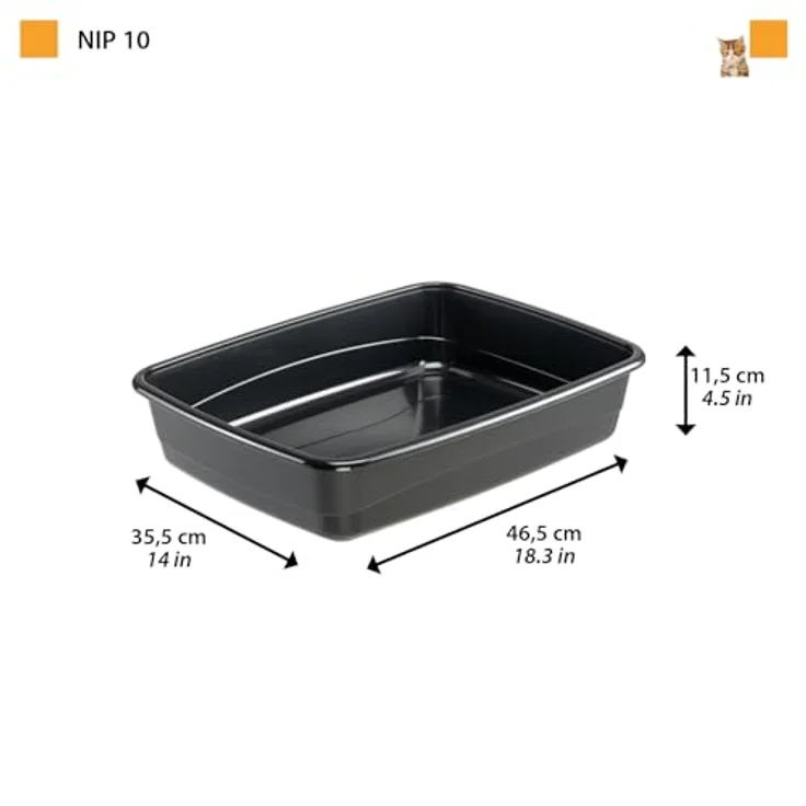 Ferplast Katzenklo Nip 10, offene Katzentoilette aus Kunststoff, leicht zu reinigen, L 46,5 x W 35,5 x H 11,5 cm – Bild 2