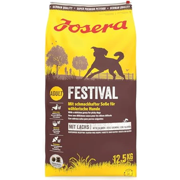 Josera Festival, Premium Trockenfutter für erwachsene wählerische Hunde, 12,5 kg, Lachs & Geflügel, weizenfrei, mit leckerem Soßenmantel, glutenfreie Rezeptur, Hundefutter – Bild 1