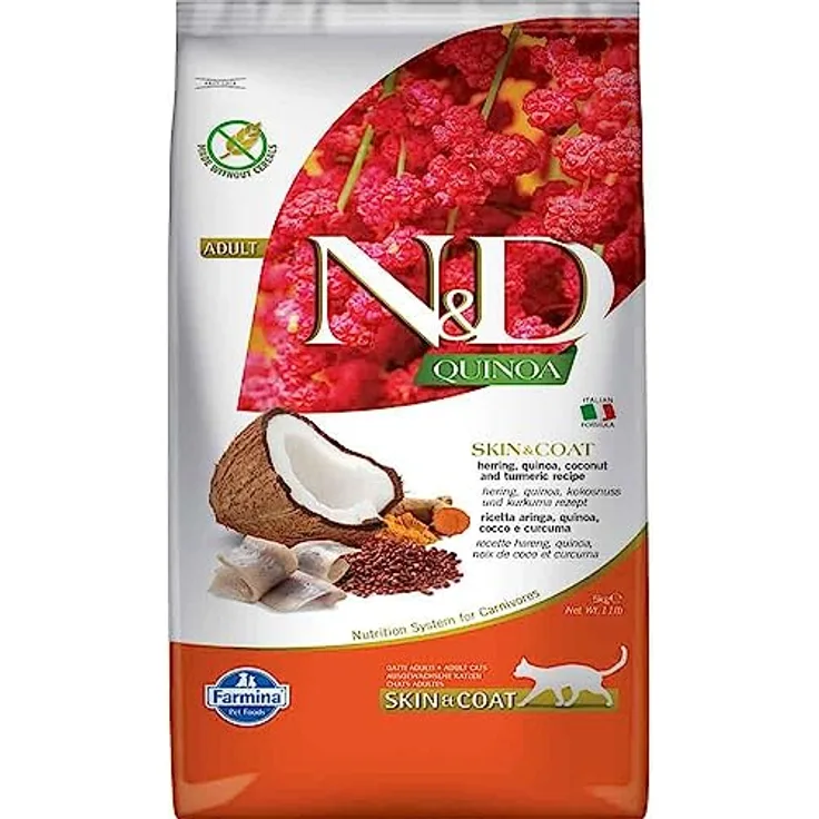 Farmina N&D Quinoa Pellets Katzenfutter, Trockenfutter mit Hering, hochwertigen Vitaminen und natürlichen Antioxidantien, ohne Mais, 5 kg