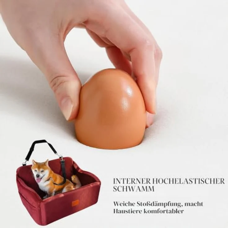 Lealchum Haustier-Autositz für große Hunde, Memory-Schaum, rutschfester Stoff, zwei Sicherheitsleinen, rot, groß – Bild 3
