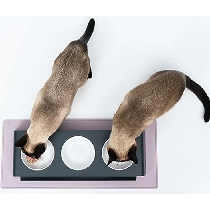 LucyBalu® Square XL Silikon Napfunterlage 65 x 29 cm, rutschfeste Futtermatte für Mehrkatzenhaushalte, FDA-zertifiziert, spülmaschinenfest, Flieder – Bild 5