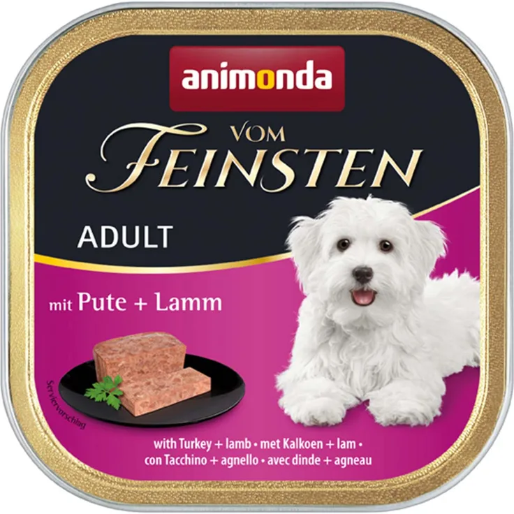 animonda vom Feinsten Adult Pute und Lamm, Hunde-Nassfutter ohne Farbstoffe, 22x150g