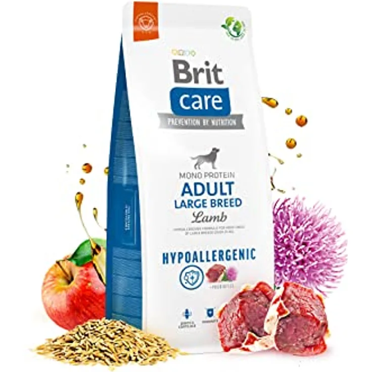 Brit Care Dog Hypoallergenic Adult Large Breed, Trockenfutter mit Lamm und Reis für große Hunde, 12 kg