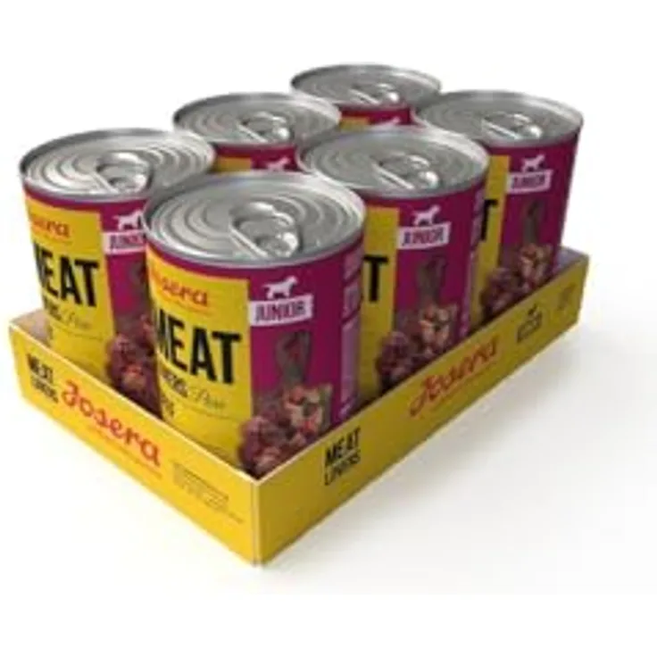 Josera Meat Lovers Junior Menü, Hunde-Nassfutter für heranwachsende Hunde, 6 x 400 g, Rind, ohne Getreide, naturbelassen