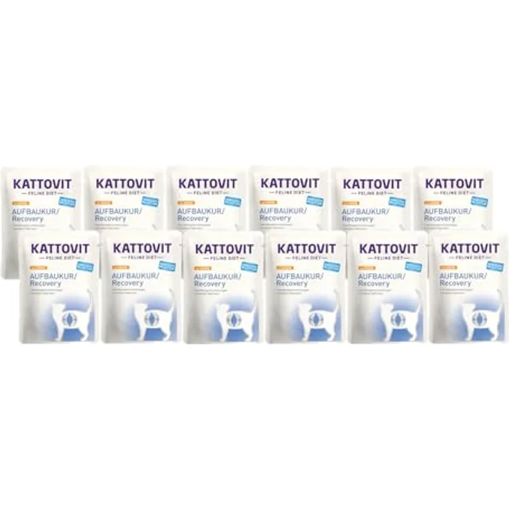 Kattovit Feline Diet Aufbaukur/Recovery 12 x 85g, Hochenergetisches Nassfutter mit leicht verdaulicher Huhn-Sauce für ausgewachsene Katzen