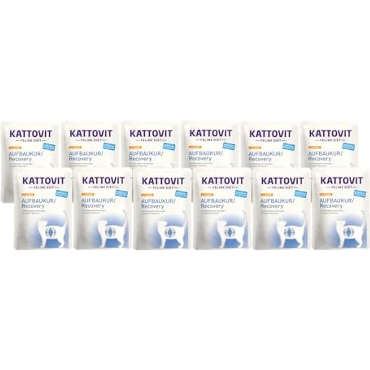 Kattovit Feline Diet Aufbaukur/Recovery 12 x 85g, Hochenergetisches Nassfutter mit leicht verdaulicher Huhn-Sauce für ausgewachsene Katzen – Bild 1