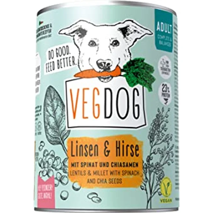 VEGDOG hypoallergenes Nassfutter, 6 x 400 g, für adulte Hunde, gluten- und sojafrei, Alleinfutter mit Erbsenprotein – Bild 3
