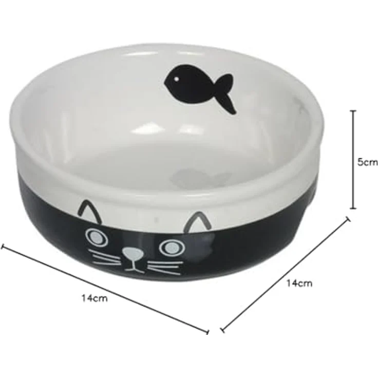 Nobby Katzen Keramikschale FACE, schwarz/weiß, Ø 13,5 cm, 1 Stück – Bild 4