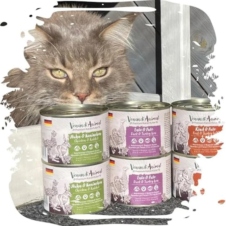 Venandi Premium Nassfutter für Katzen - Ente & Pute, 6 x 800g, getreidefrei mit extra viel Fleisch, naturbelassen – Bild 4