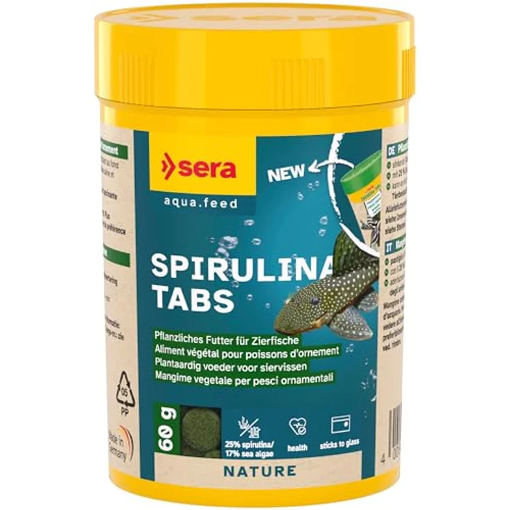 sera Spirulina Tabs, 100 ml (60 g) - sinkende Tabs für herbivore Fische mit 25 % Spirulina, ideal für gesunde Verdauung und Vitalität