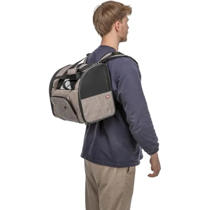 TRIXIE Hunde-Rucksack Shiva, flexibler Tiertransport mit Außentaschen, braun/beige, bis 8 kg – Bild 5