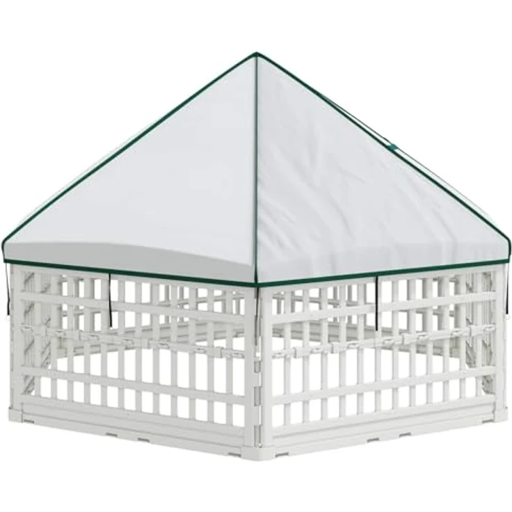 vidaXL Freigehege 6-Panel-Hundespielplatz, flexibles Kunststoffdesign, 177,5 x 154,5 x 112 cm, wetterbeständig, weiß – Bild 8